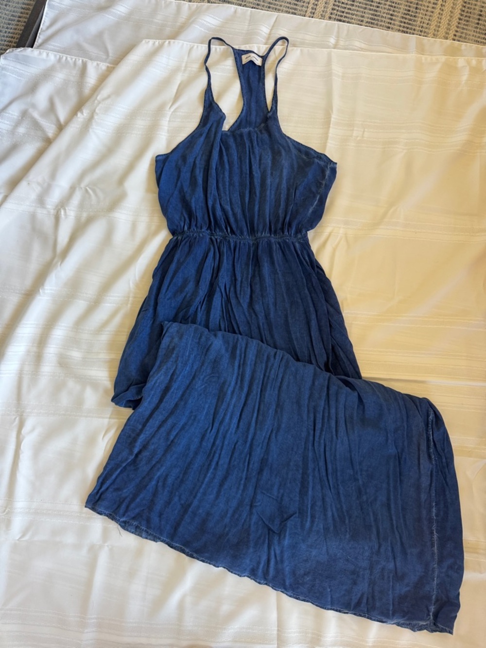 Sleeveless Navy Blue Maxi Dress with Racerback